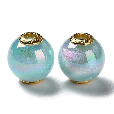 Rainbow Iridescent Plating Acrylic European Beads X-OACR-P019-03A-M-1