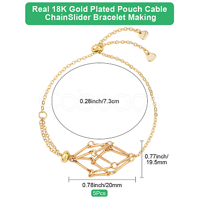 5Pcs Adjustable Braided Brass Macrame Pouch Cable Chain Slider Bracelet Making BJEW-BBC0001-17A-1