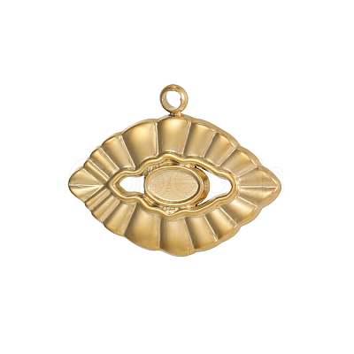 304 Stainless Steel Pendant Cabochon Settings STAS-OY009-08G-1