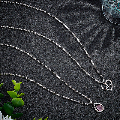 10Pcs 304 Stainless Steel Box Chain Necklaces Set for Men Women NJEW-NB0001-14-1