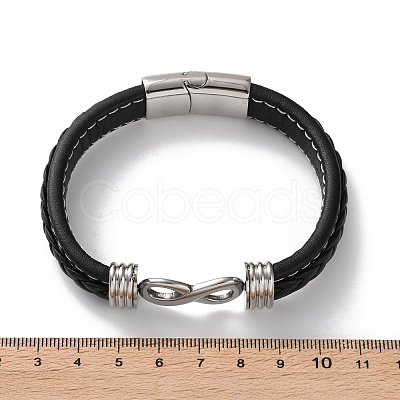 Braided Microfiber Leather Cord Bracelets for Men BJEW-Z081-07P-02-1