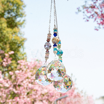 3Pcs 3 Colors Glass Teardrop Pendant Decorations FIND-SP0002-52-1