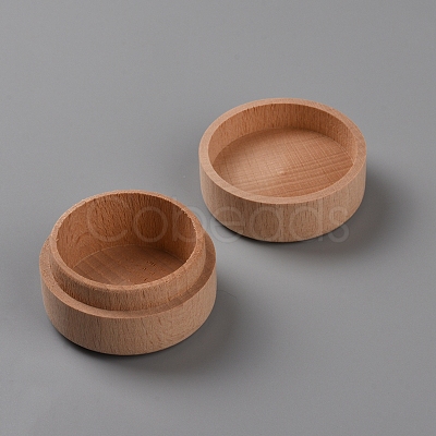 Baby Print Round Wood Deciduous Teeth Storage Boxes CON-WH0100-01A-1
