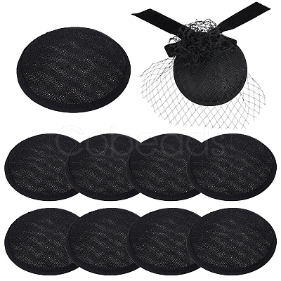 10Pcs Imitation Hemp Round Fascinator Hat Base for Millinery AJEW-BC0009-73-1