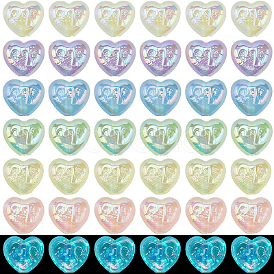 60Pcs 6 Colors Luminous Acrylic Beads SACR-SC0001-36-1