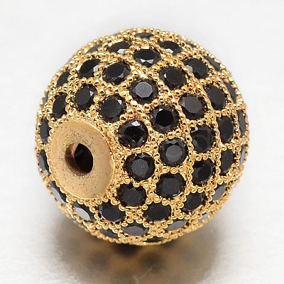CZ Brass Micro Pave Cubic Zirconia Round Beads ZIRC-L017-10mm-06G-1