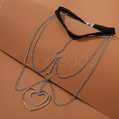 Alloy Sexy Hollow Elastic Multilayer Heart Chain FS-WGB5E69-01-1