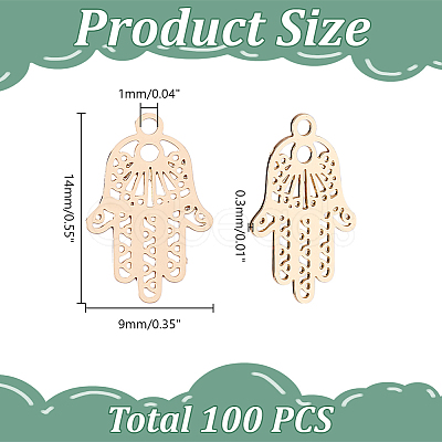 100Pcs Long-Lasting Plated Brass Filigree Charms KK-HY0004-22-1