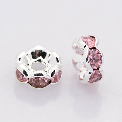 Brass Rhinestone Spacer Beads RB-A014-L8mm-27S-NF-1