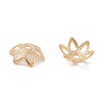 Brass 6-Petal Bead Caps KK-K253-20G-1