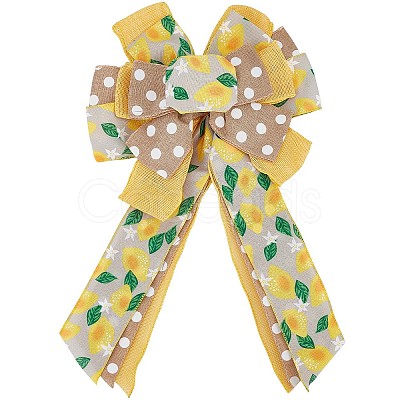 Lemon & Polka Dot Pattern Polyester Bowknot DIY-WH0387-78-1