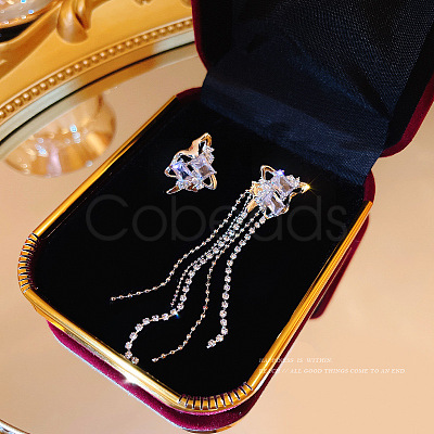 Imitation Pearl Tassel Dangle Earrings DX8372-14-1