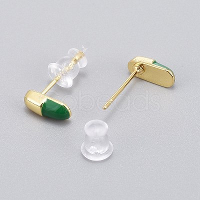 Brass Enamel Stud Earrings EJEW-L231-66-1