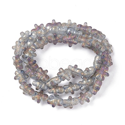 Half Rainbow Plated Forsted Electroplate Glass Beads GLAA-P005-HR02-1