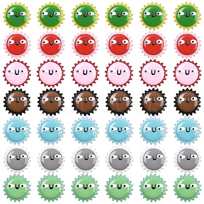 5Pcs Fuuny Painted Glass Beads Enamel Beads LAMP-YW0004-05A-1