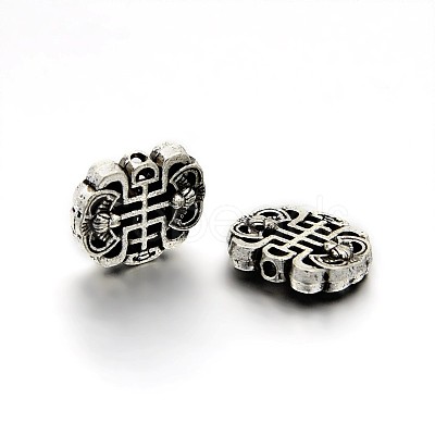 Chinoiserie Jewelry Findings Tibetan Style Alloy Ancient Chinese Character Beads TIBEB-O004-53-1