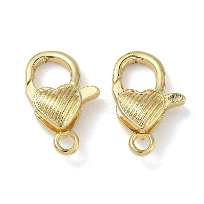 Heart Brass Lobster Claw Clasps KK-H256-03G-03-1