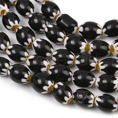 Handmade Millefiori Glass Oval Bead Strands LK-Z001-01A-04-1