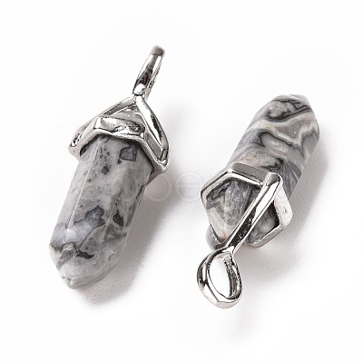 Natural Map Stone Pointed Pendants G-K329-64P-1