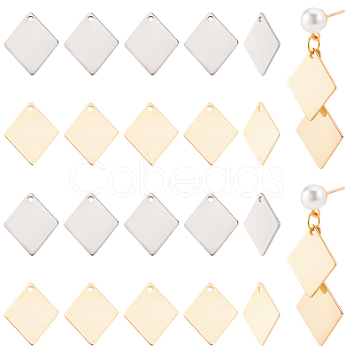 120Pcs 2 Colors 201 Stainless Steel Pendants STAS-BBC0010-53-1