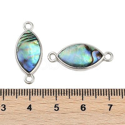 Brass Pave Natural Paua Shell Connector Charms KK-M299-01C-P-1