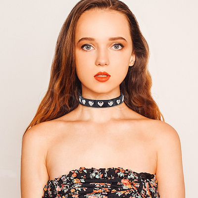 3Pcs 3 Styles Punk-style Imitation Leather Chocker Necklaces NJEW-CL0001-25-1