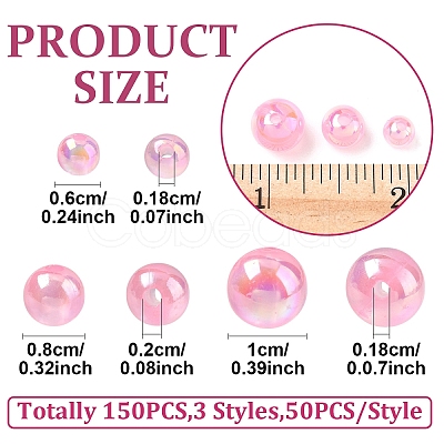 150Pcs 3 Styles Transparent Acrylic Beads MACR-YW0003-96E-1