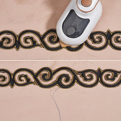 Iron on/Sew on Polyester Embroidery Auspicious Clouds Lace Ribbon OCOR-WH20020-06B-1