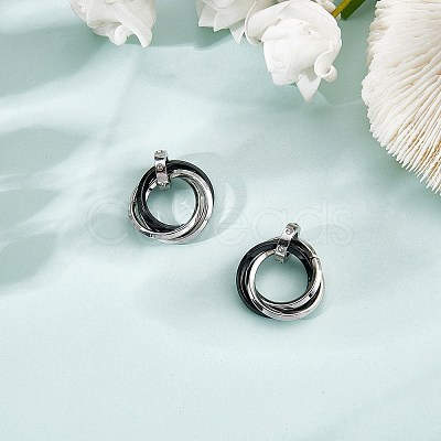 201 Stainless Steel Interlocking Ring Pendants STAS-SZ0002-61C-1