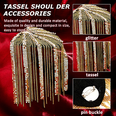 2Pcs Fashionable Tassel Epaulettes DIY-FH0008-89A-G-1