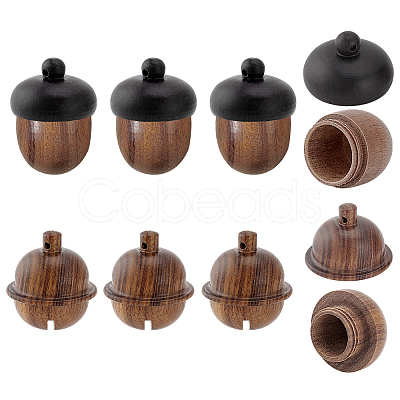 8Pcs 2 Styles Natural Wood Locket Pendants WOOD-GA0001-72-1