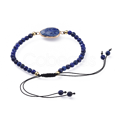 Adjustable Natural Lapis Lazuli(Dyed) Braided Bead Bracelets BJEW-JB04559-02-1