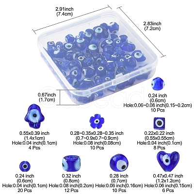80Pcs 8 Styles Handmade Lampwork Evil Eye Beads LAMP-FS0001-38B-1