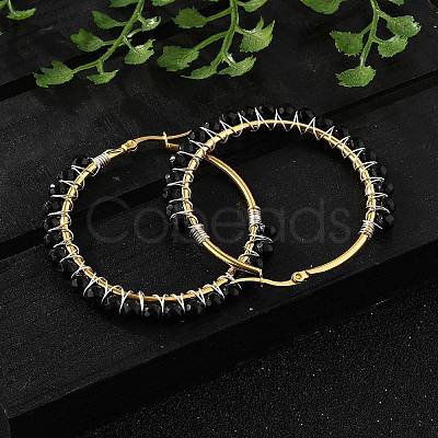 Beaded Hoop Earrings X-EJEW-JE03830-04-1
