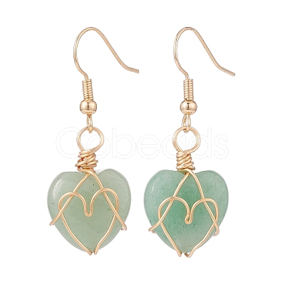 Gemstone Heart Dangle Earrings EJEW-JE04965-1