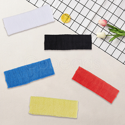 5Pcs 5 Colors Cotton & Spandex Yarns Exercise Elastic Headbands OHAR-CY0001-13-1