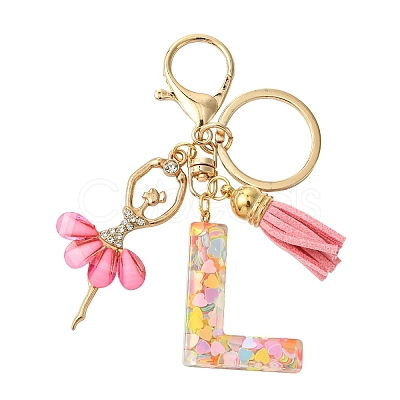 Letter A~Z Transparent Glitter Resin Pendant Keychains KEYC-FZ00024-12-1