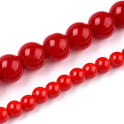Opaque Solid Color Glass Beads Strands X-GLAA-T032-P6mm-04-1