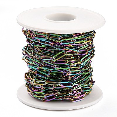 Ion Plating(IP) 304 Stainless Steel Paperclip Chains CHS-O010-03MC-1