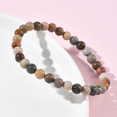 Natural Alashan Agate Round Beads Stretch Bracelets for Women BJEW-Z158-03M-04-1