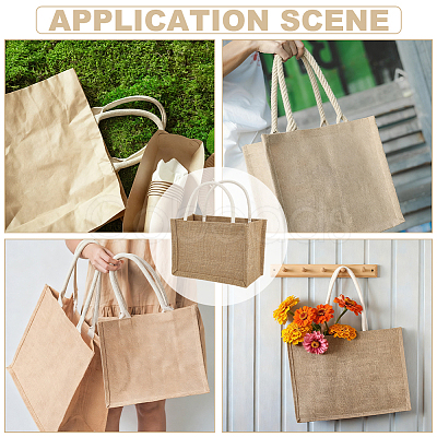 Reusable Jute Tote Bags AJEW-WH0816-490-1