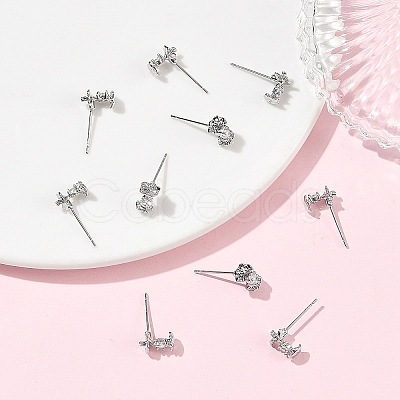 SHEGRACE Apple Brass Micro Pave Clear Cubic Zirconia Stud Earrings XGRQ4N144-715P-1