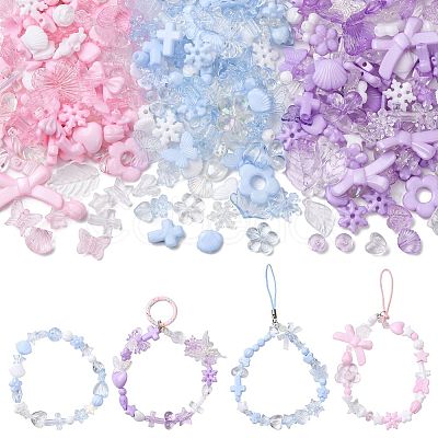 450Pcs 3 Colors Transparent & Opaque Acrylic Beads TACR-FS0001-68-1