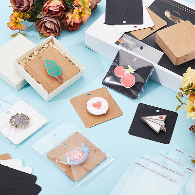 210Pcs 3 Colors Square Paper Display Cards CDIS-GA0001-08-1