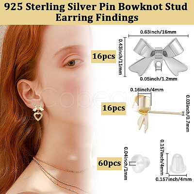 32Pcs 2 Colors Alloy Stud Earring Findings FIND-BBC0004-34-1
