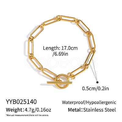 Minimalist 5mm 304 Stainless Steel Paperclip Chain OT Bracelets for Women DI6233-2-1