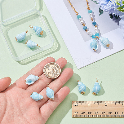 10Pcs Copper Wire Wrapped Handmade Porcelain Pendants PALLOY-WR00018-1