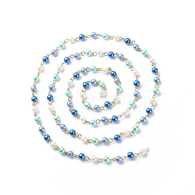 Handmade Glass Pearl Round Beaded Chains AJEW-SZ0002-40B-1