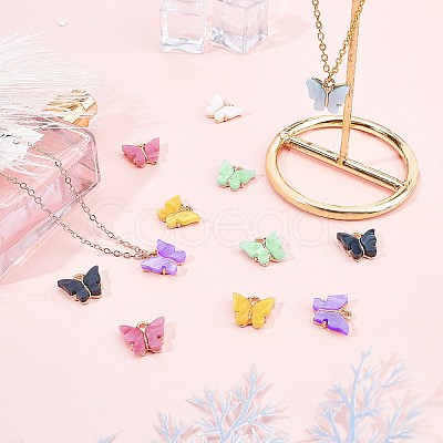 Light Gold Plated Acrylic Charms PALLOY-SC0002-58-1