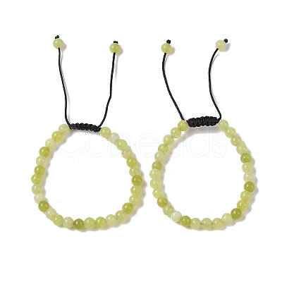 6mm Round Natural Lemon Jade Braided Bead Bracelets BJEW-C067-01A-02-1